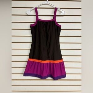 Prana Synergy Cover-Up Dress w/Built-In Shelf Bra Brown Pink Purple Size XS‎ NWT